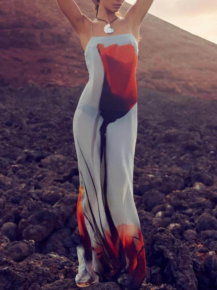 Casual women's sundress, a comfortable maxi dress ideal for vacation wear and effortless summer fashion.
