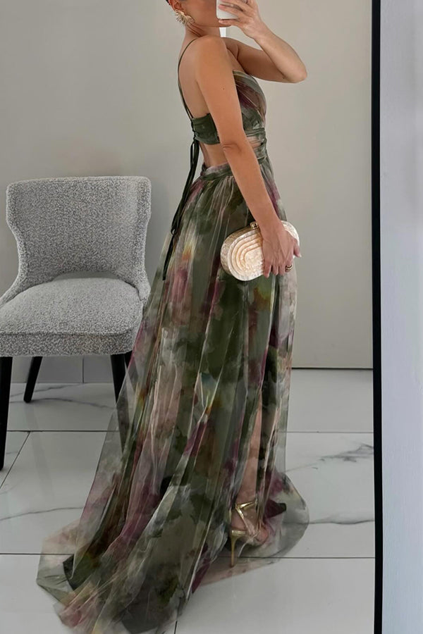 Women's occasion wear floral maxi dress, a comfortable and elegant flowy sleeveless design.