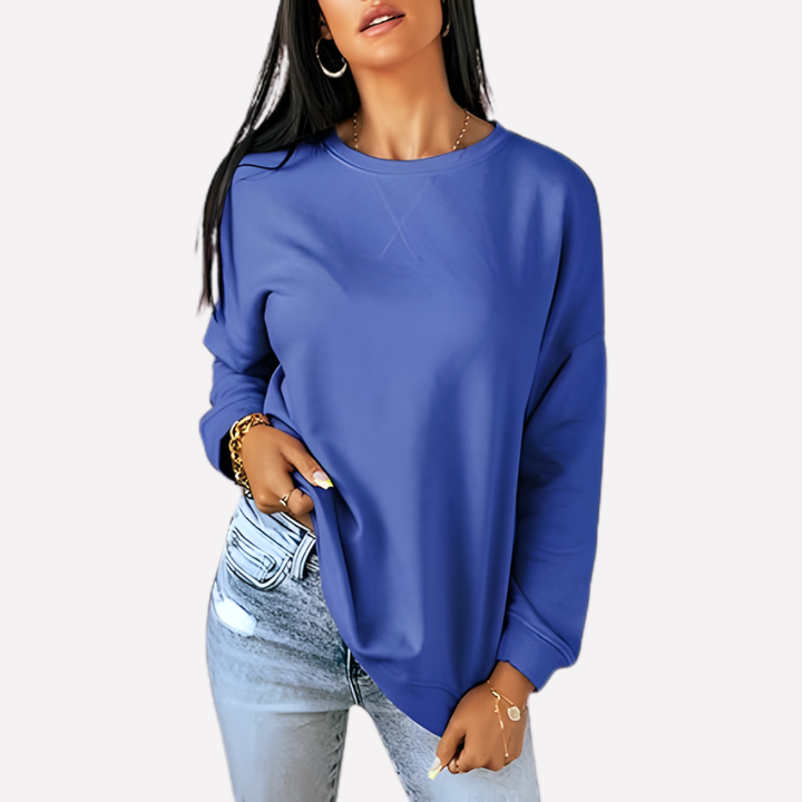 Women's everyday long sleeve crew neck sweatshirt, relaxed fit, perfect for versatile outfits.