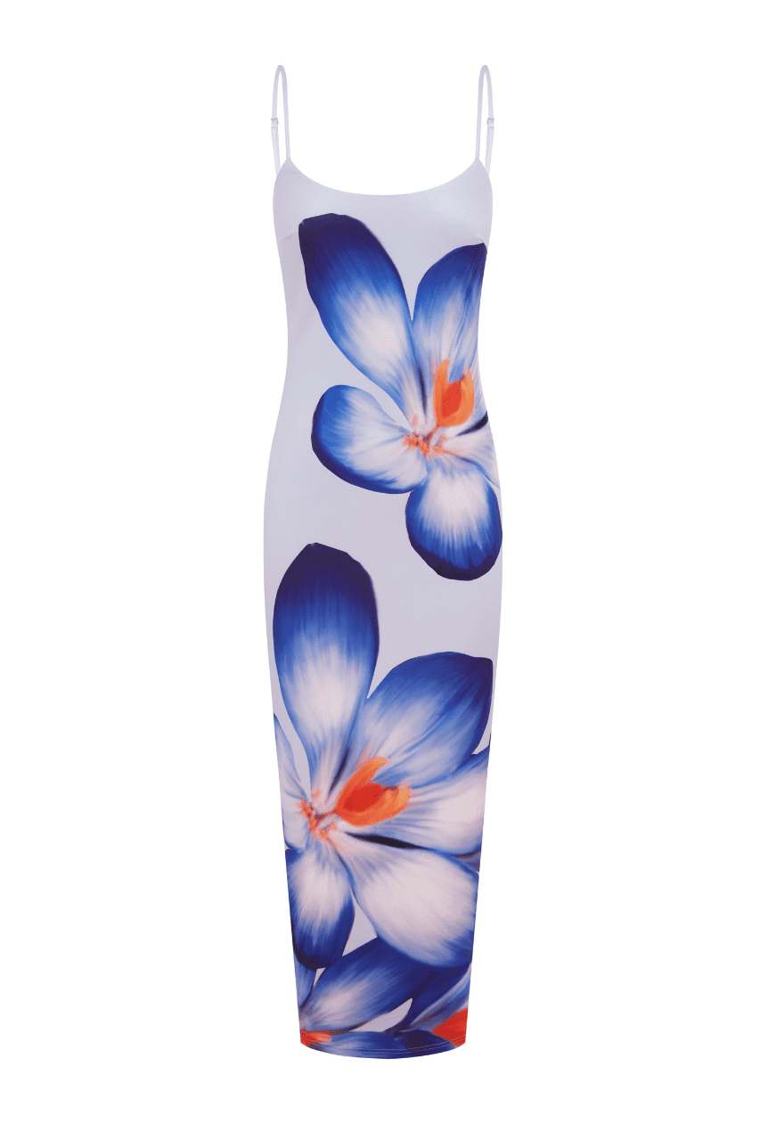 Trendy women's boho maxi dress with a vibrant floral pattern, great for a stylish summer outfit.