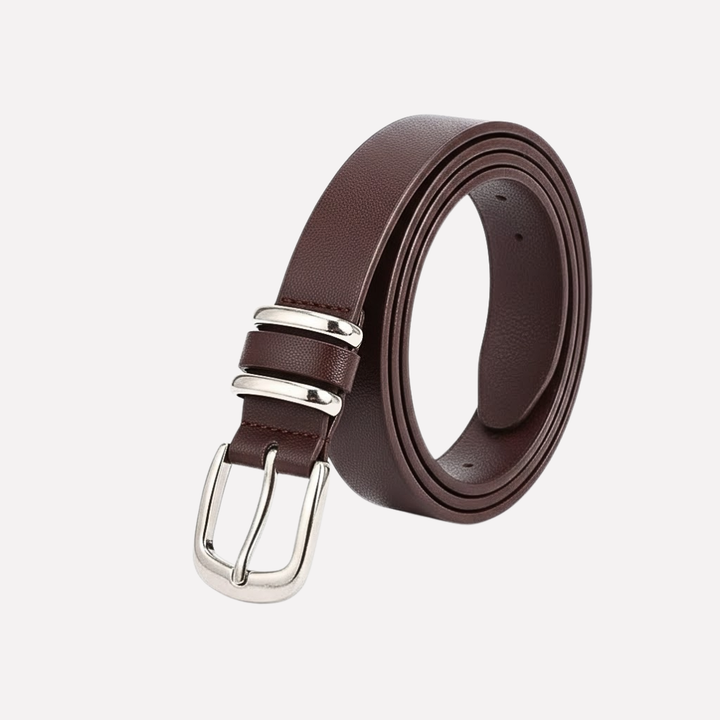 Women's dress & pant belt set: adjustable faux leather belts with elegant gold buckles for all styles.