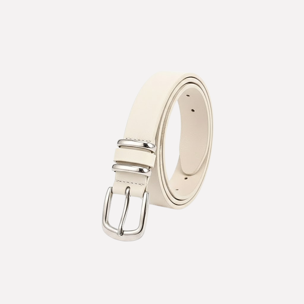 Elegant faux leather women's belt set, fully adjustable, featuring gleaming gold buckles for a polished look.