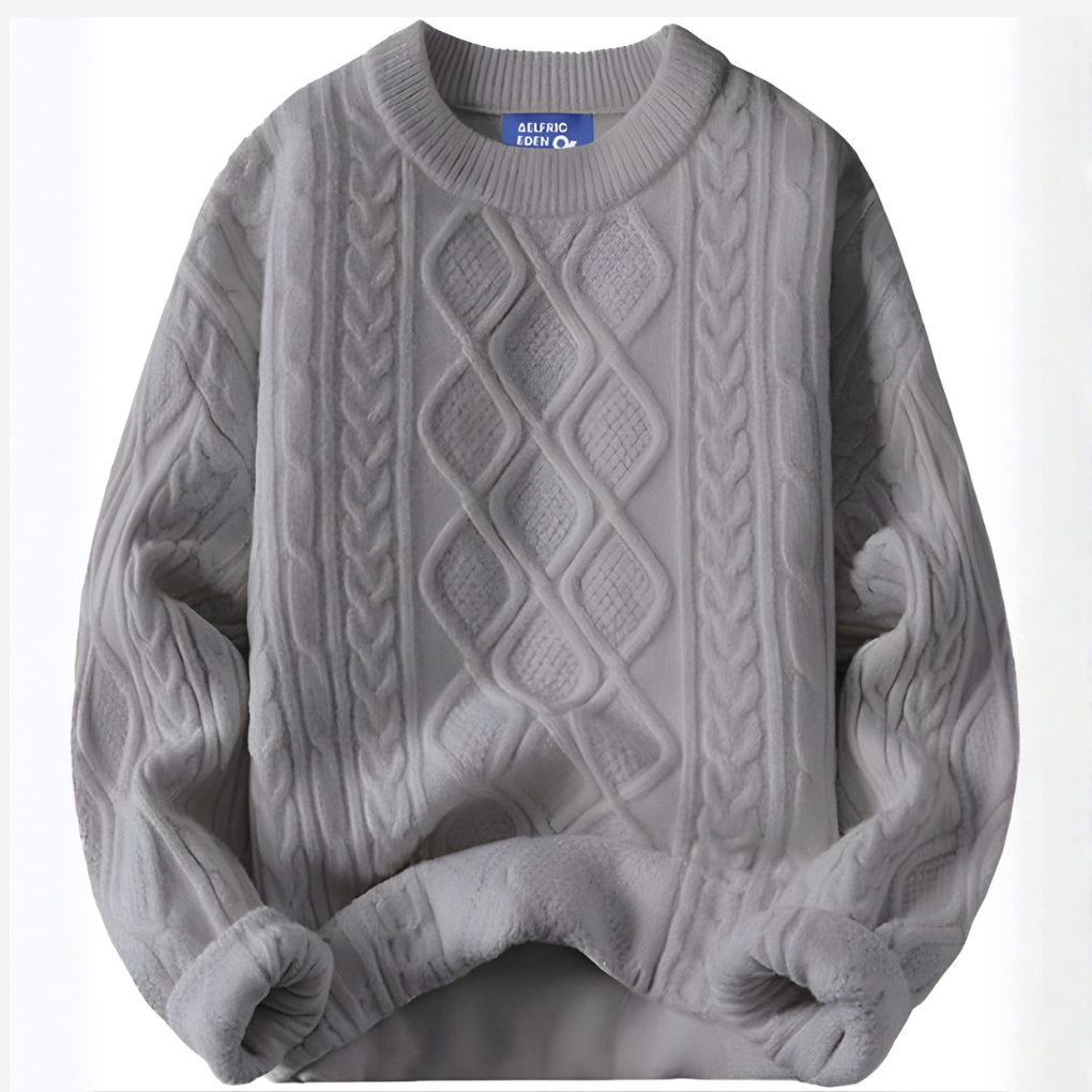 Stylish women's vintage 90s cable knit crewneck sweater, oversized long sleeve pullover for retro fall style.