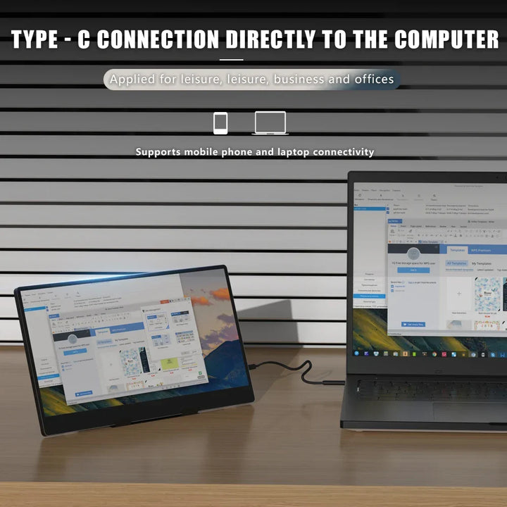 Compact 14-inch travel monitor, lightweight & thin for on-the-go productivity as an external screen.