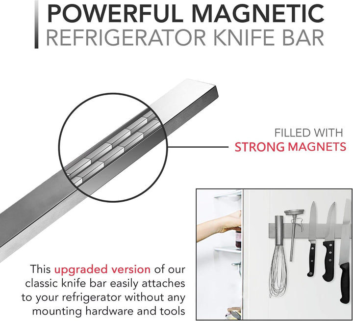 Magnetic tool holder for fridge or wall, 14-inch strip for kitchen & home organization.