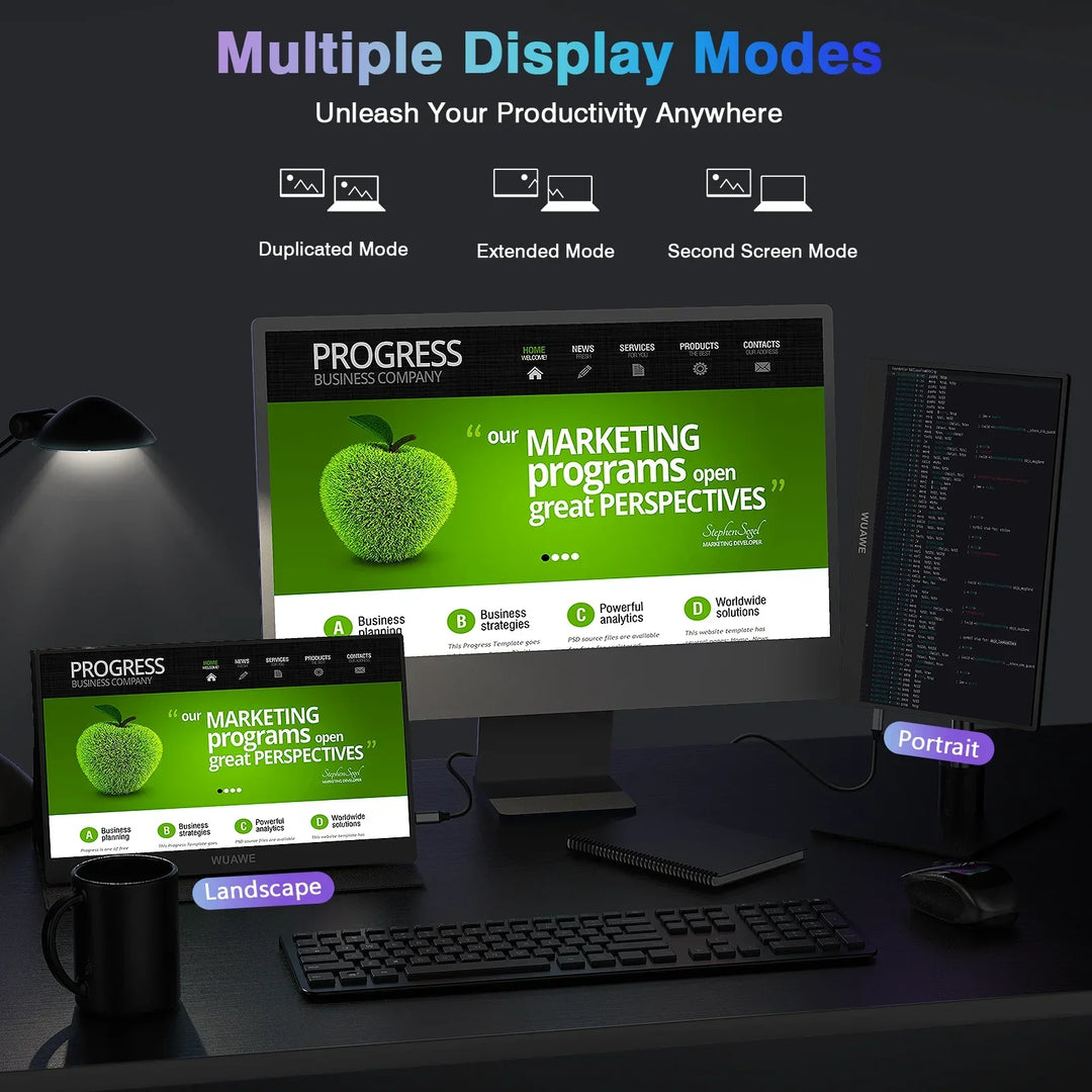 Crisp 14-inch 1080p portable monitor, a versatile external screen for gaming, presentations, and creative tasks.