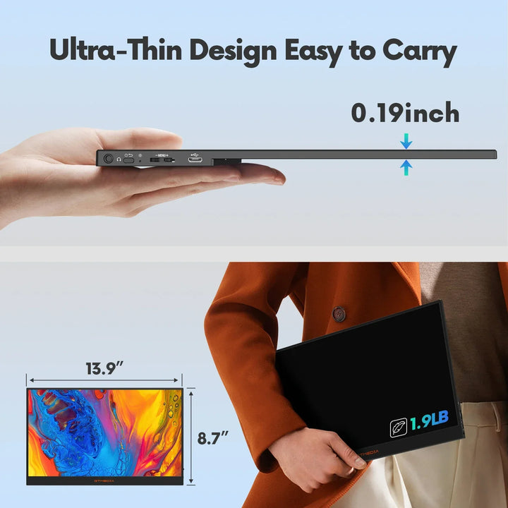 Portable 15.6-inch gaming display with USB-C & HDMI connectivity. Perfect slim monitor for laptops & consoles.