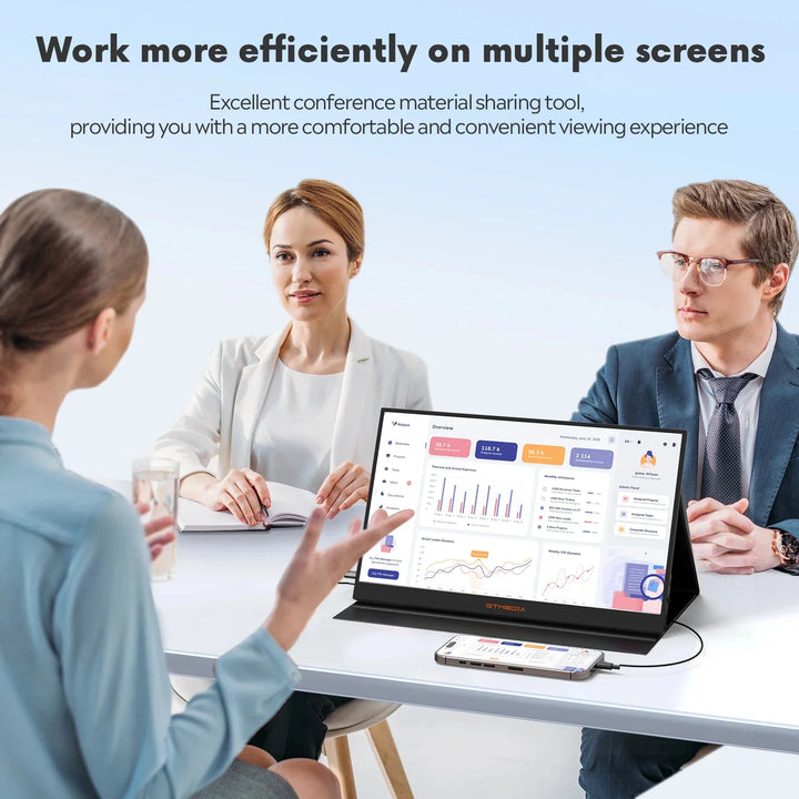 Sleek 15.6" Full HD portable monitor, designed for on-the-go gaming, work, and extended screen productivity.