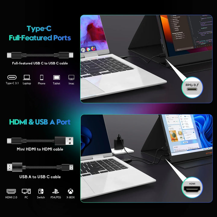 Compact 15.6" Full HD travel monitor. Ultra-slim external display for portable gaming, entertainment & work.