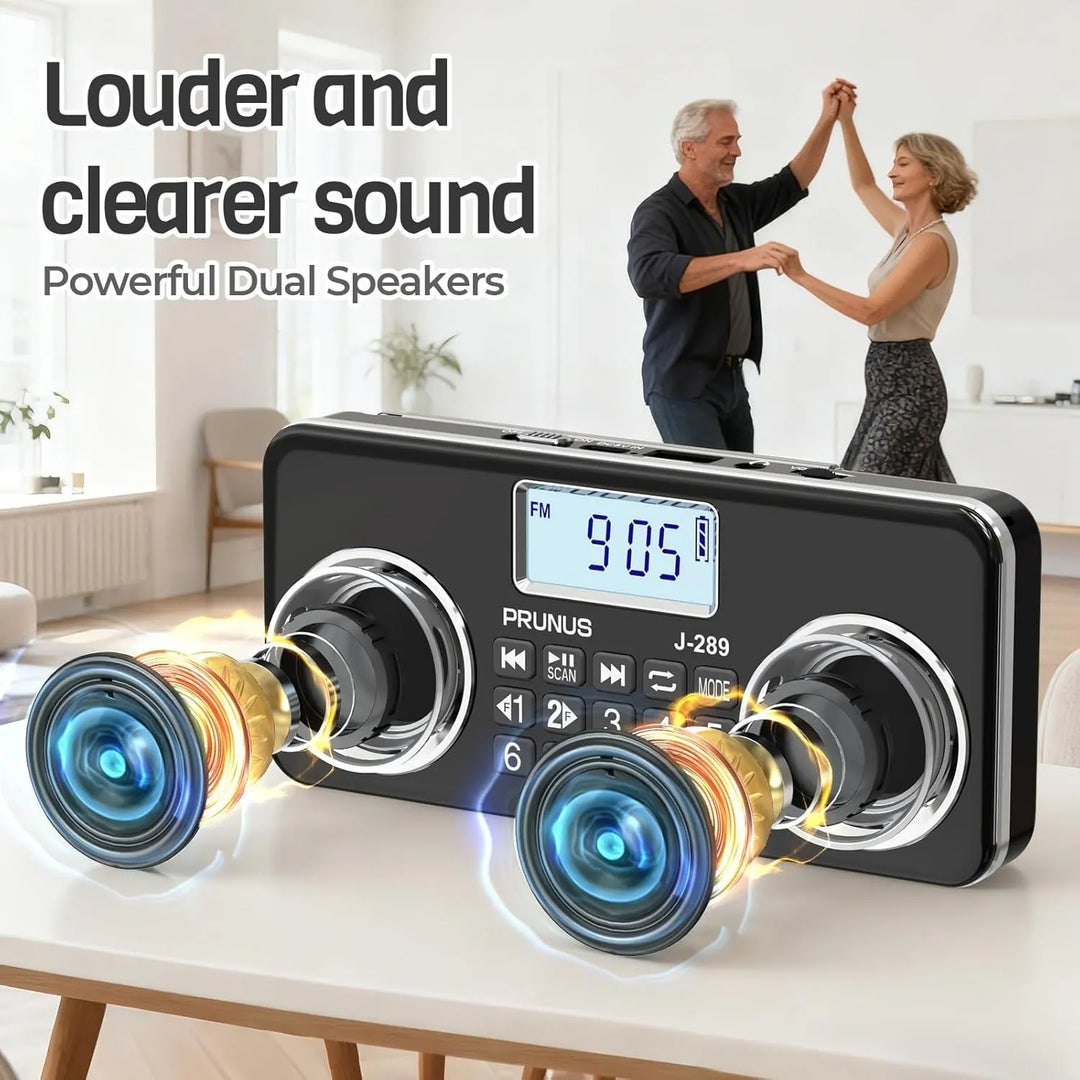 Portable HD Radio with Dual Speakers and LCD Display