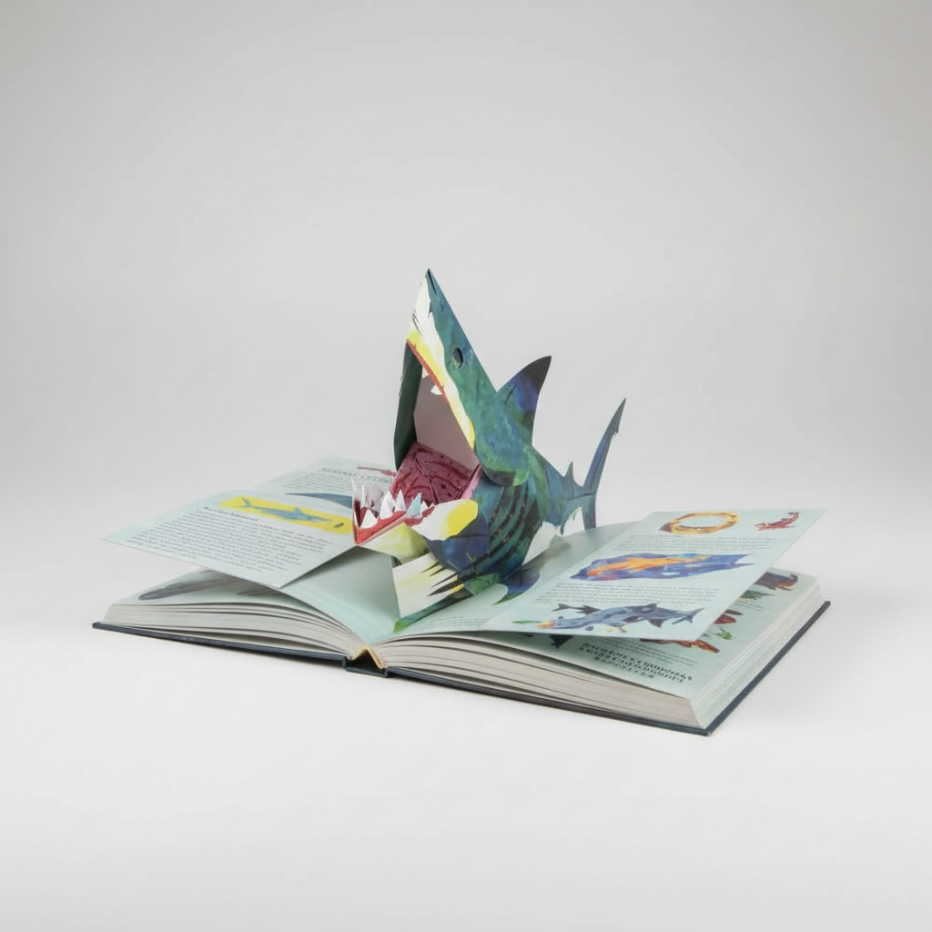 Colorful 3D pop-up dinosaur book for kids. An interactive educational toy and adventure story for learning fun.