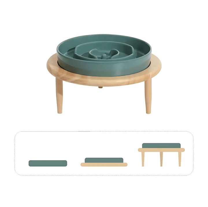 Glazed ceramic slow feeder pet bowl with ergonomic maze interior.