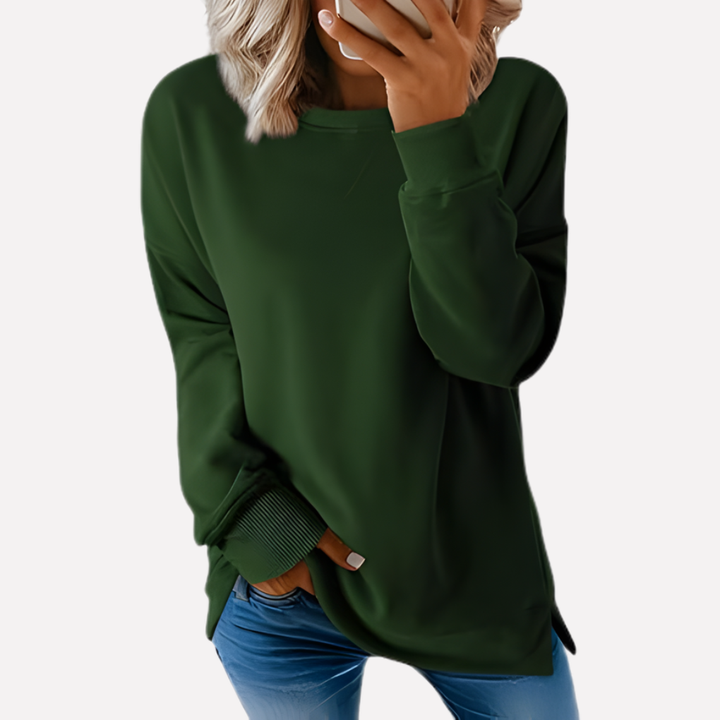 Women's everyday relaxed fit long sleeve crew neck sweatshirt, a versatile casual top.