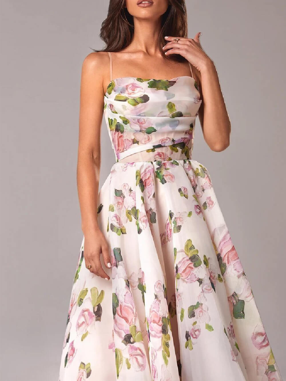 Comfortable women's spaghetti strap A-line midi dress, a chic boho summer style for effortless elegance.