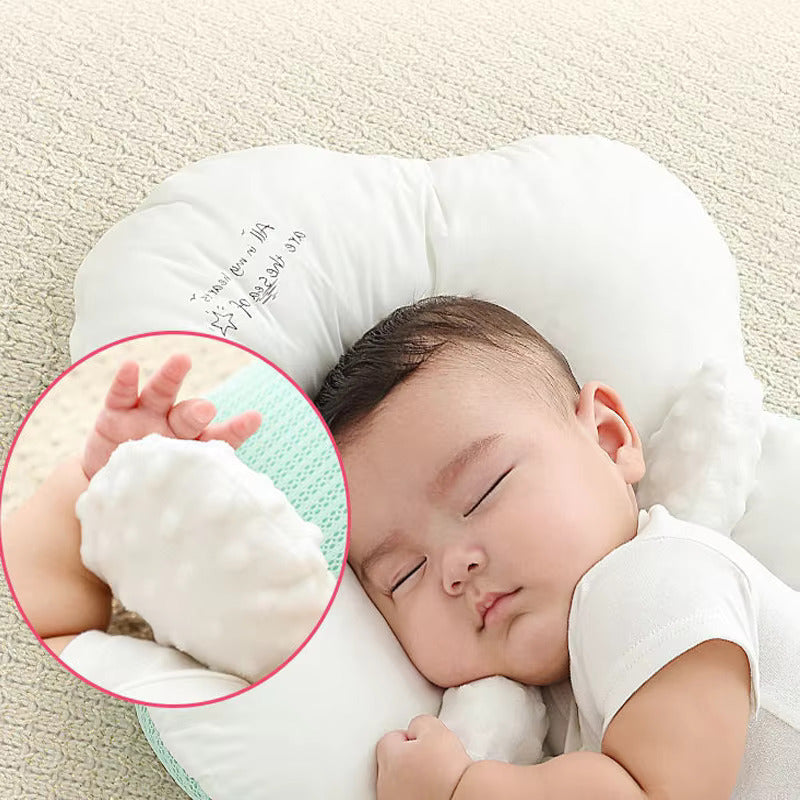 U-shape organic cotton baby head support, gentle sleep pillow for newborns, stroller cushion.