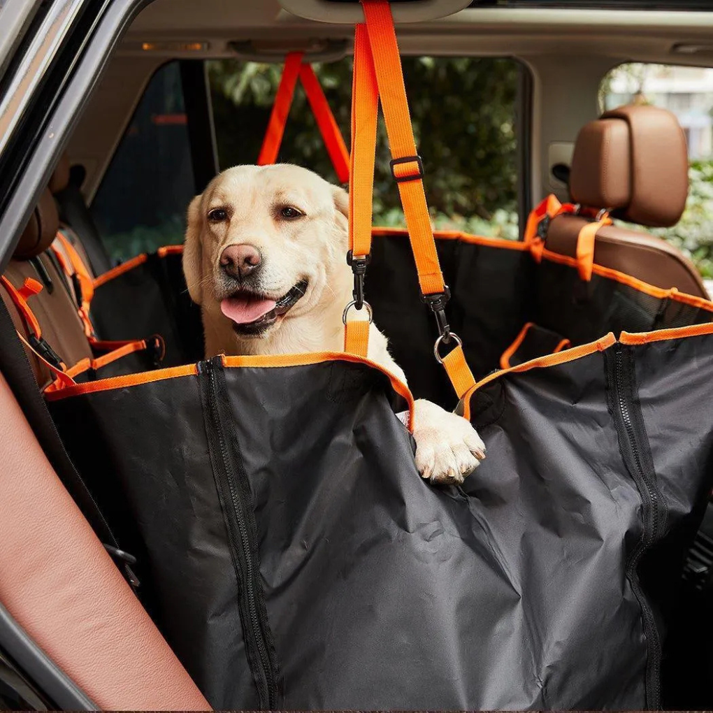 Premium quilted pet back car seat cover for dogs, water-resistant vehicle interior protector, easy to clean universal fit.