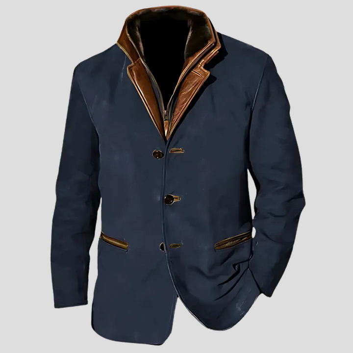 Men's retro jacket with contrasting collar, ideal for a stylish vintage look & smart casual autumn wear.