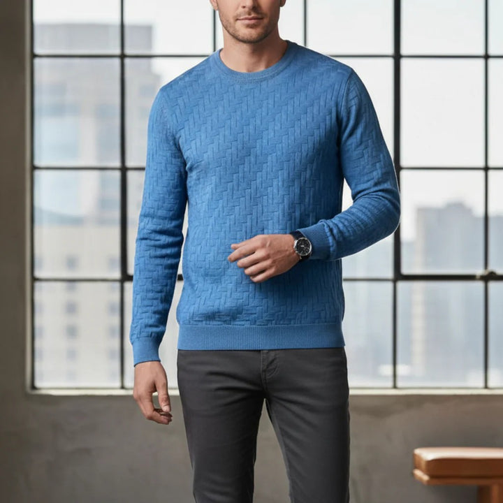Men's Textured Knit Crew Neck Sweater