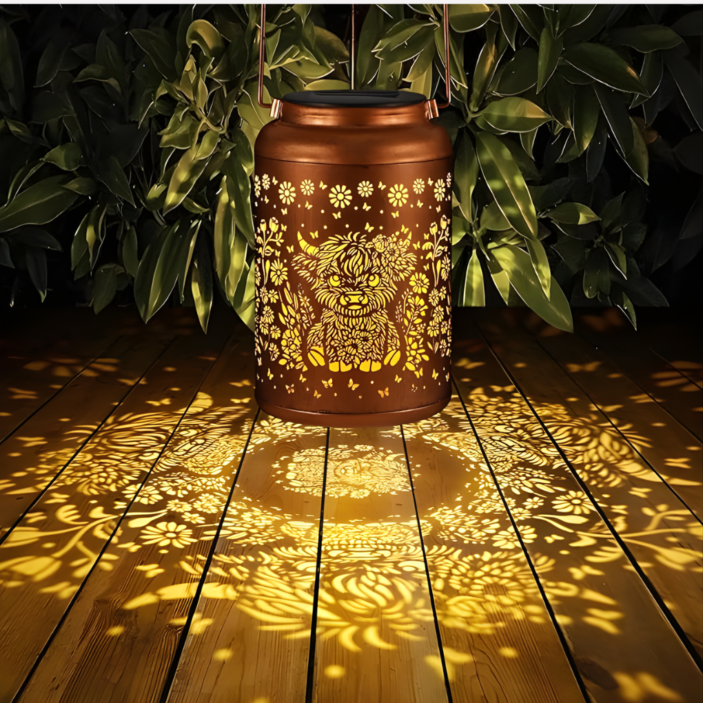 Charming solar patio light, ideal for enhancing outdoor garden decor and ambiance.