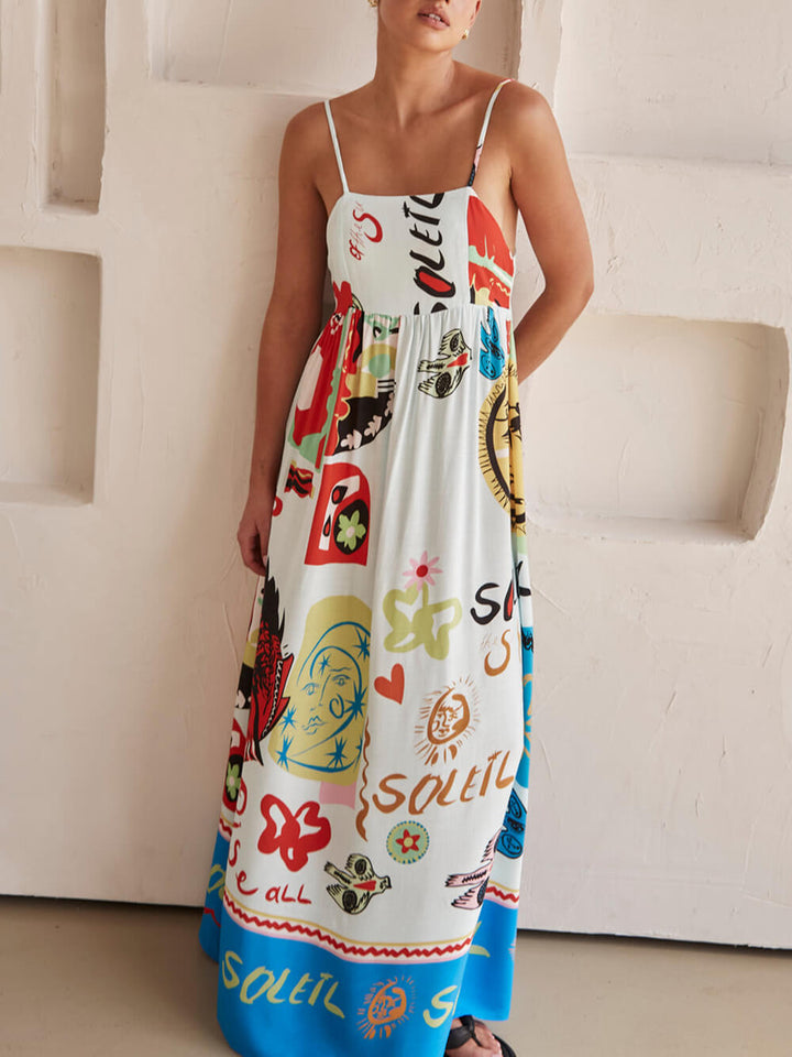 Flowy white women's maxi dress for an effortless casual summer style. Perfect for everyday wear & comfort.