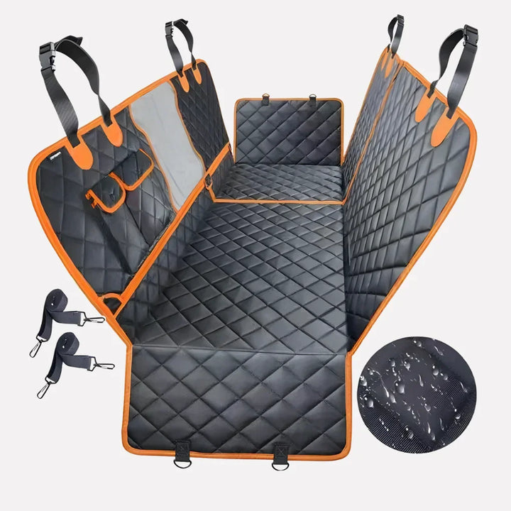 Pet car seat cover ensures safe, comfortable dog travel. Durable, water-resistant car protection for rear seats.