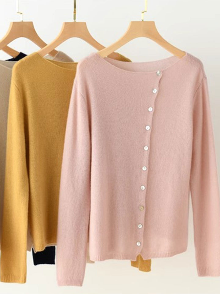 Elegant women's layering cardigan. Cozy, relaxed fit knitwear for versatile and comfortable style.