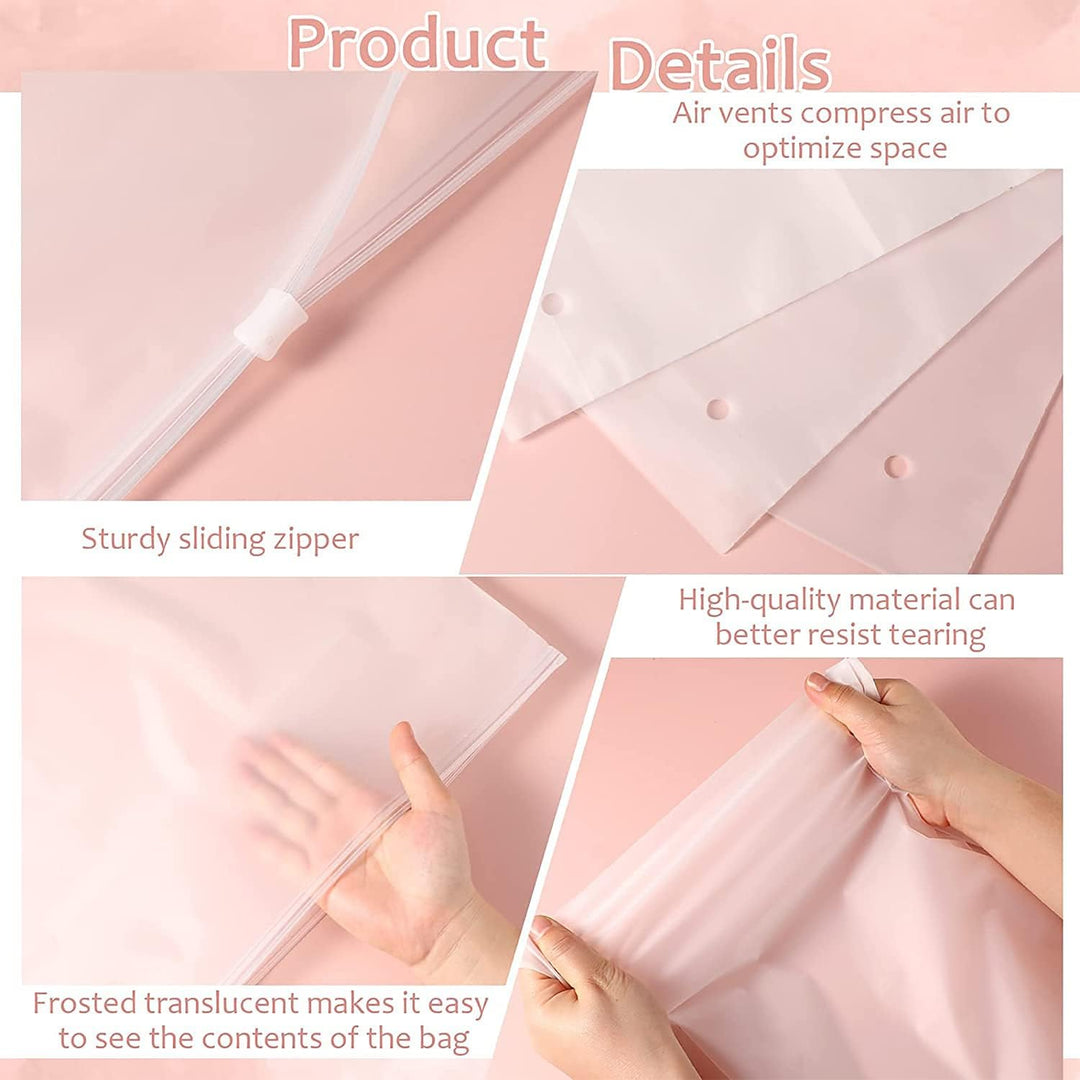 A hanger inside a frosted garment bag, showcasing its use as a protective garment sleeve.
