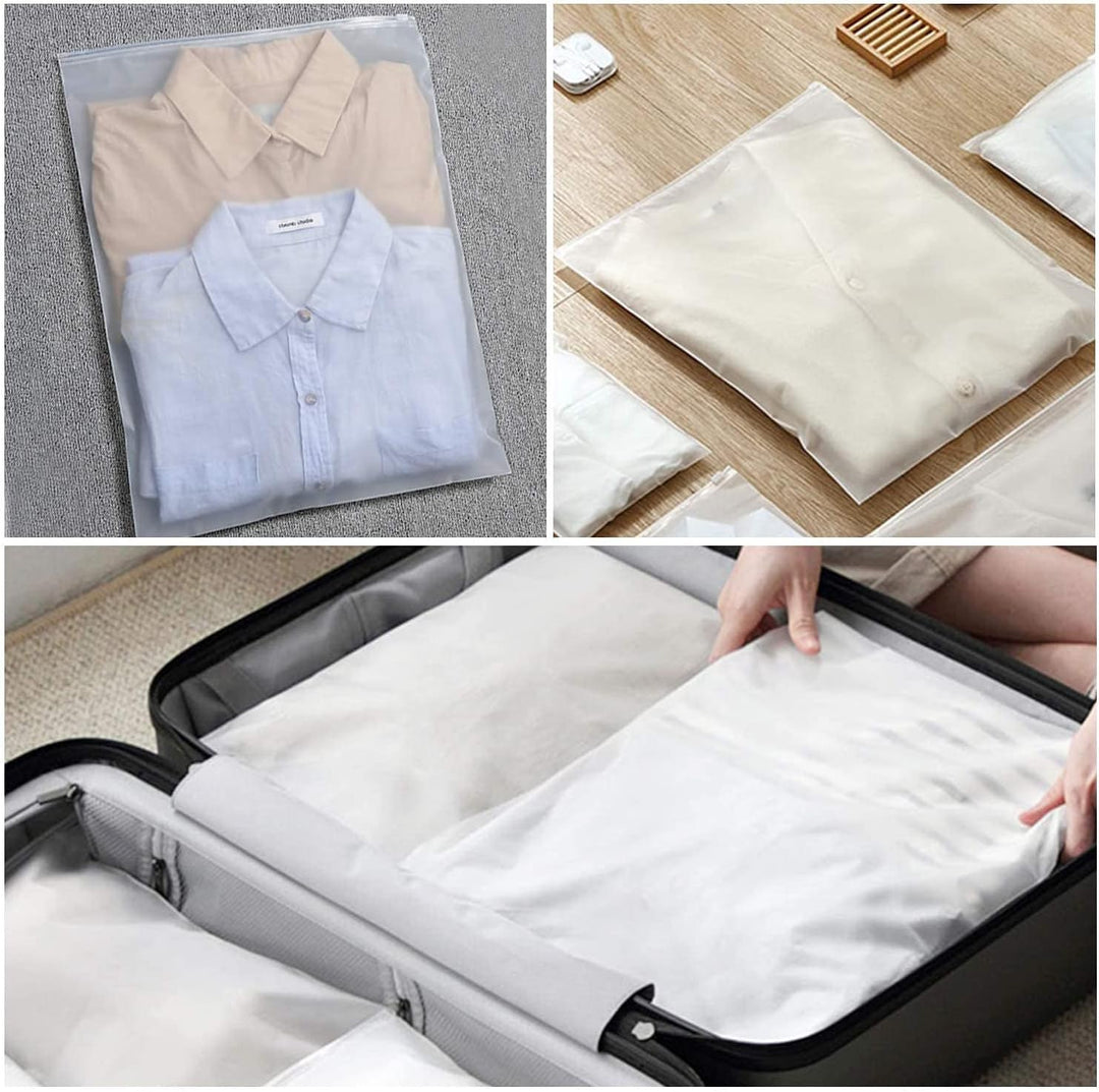 Home organization solution: 20-pack of frosted, reusable plastic storage bags for clothing & textiles.