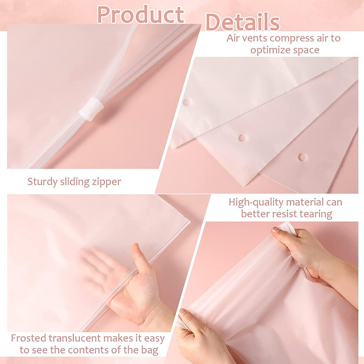 An open frosted garment storage bag, ready to hold clothes for travel or home organization.