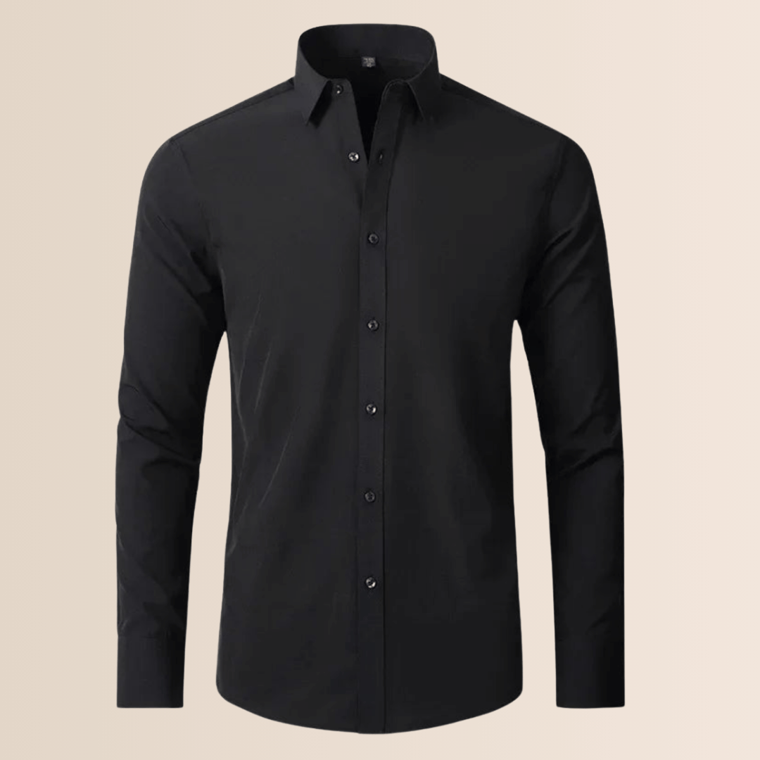 Non-iron men's professional business shirt, stretch fabric, regular fit for easy office & formal wear.