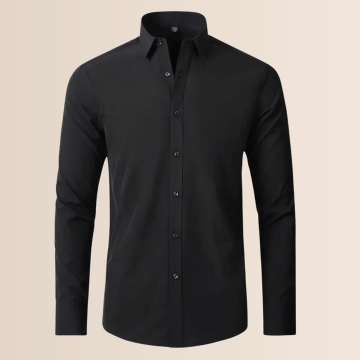 Non-iron men's professional business shirt, stretch fabric, regular fit for easy office & formal wear.
