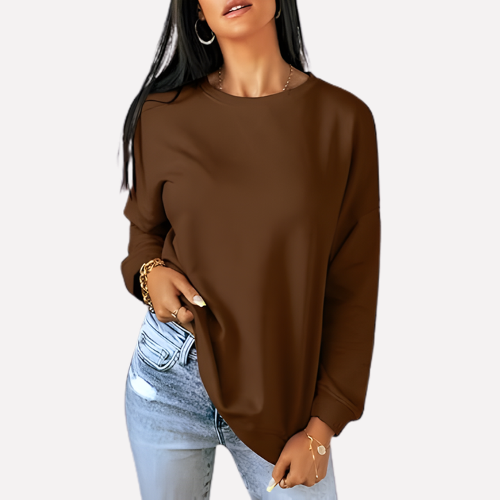 Winter top: Women's comfortable relaxed fit long sleeve crew neck sweatshirt apparel.