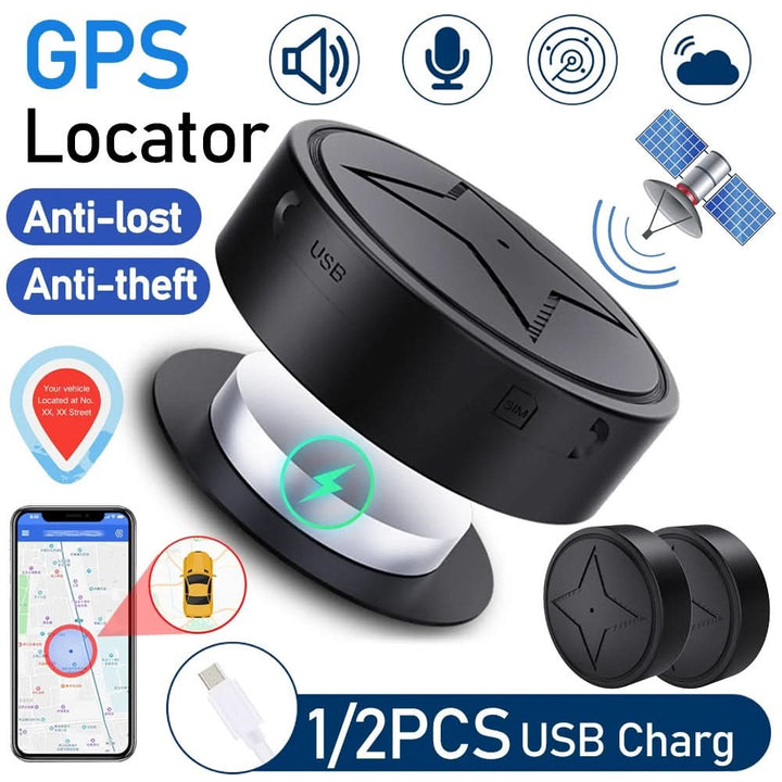 Pet locator & vehicle security GPS tracker. Compact magnetic device for real-time asset protection.