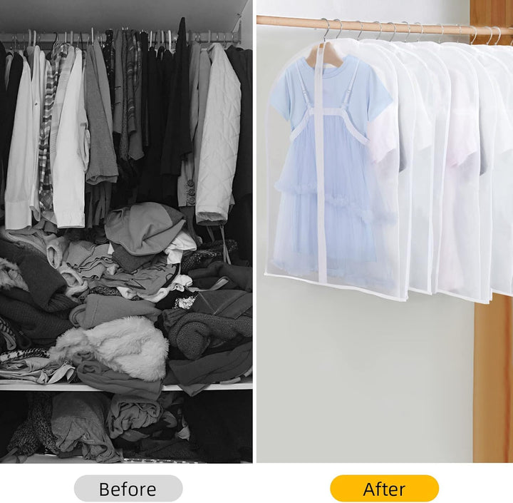 Multi-size PEVA garment covers, 24-count, designed to protect clothes from dust & wrinkles.