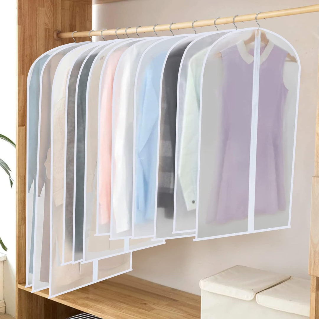 Dust-proof PEVA garment bags, 3 sizes, ideal for suits, dresses, and coats protection (24 pcs).