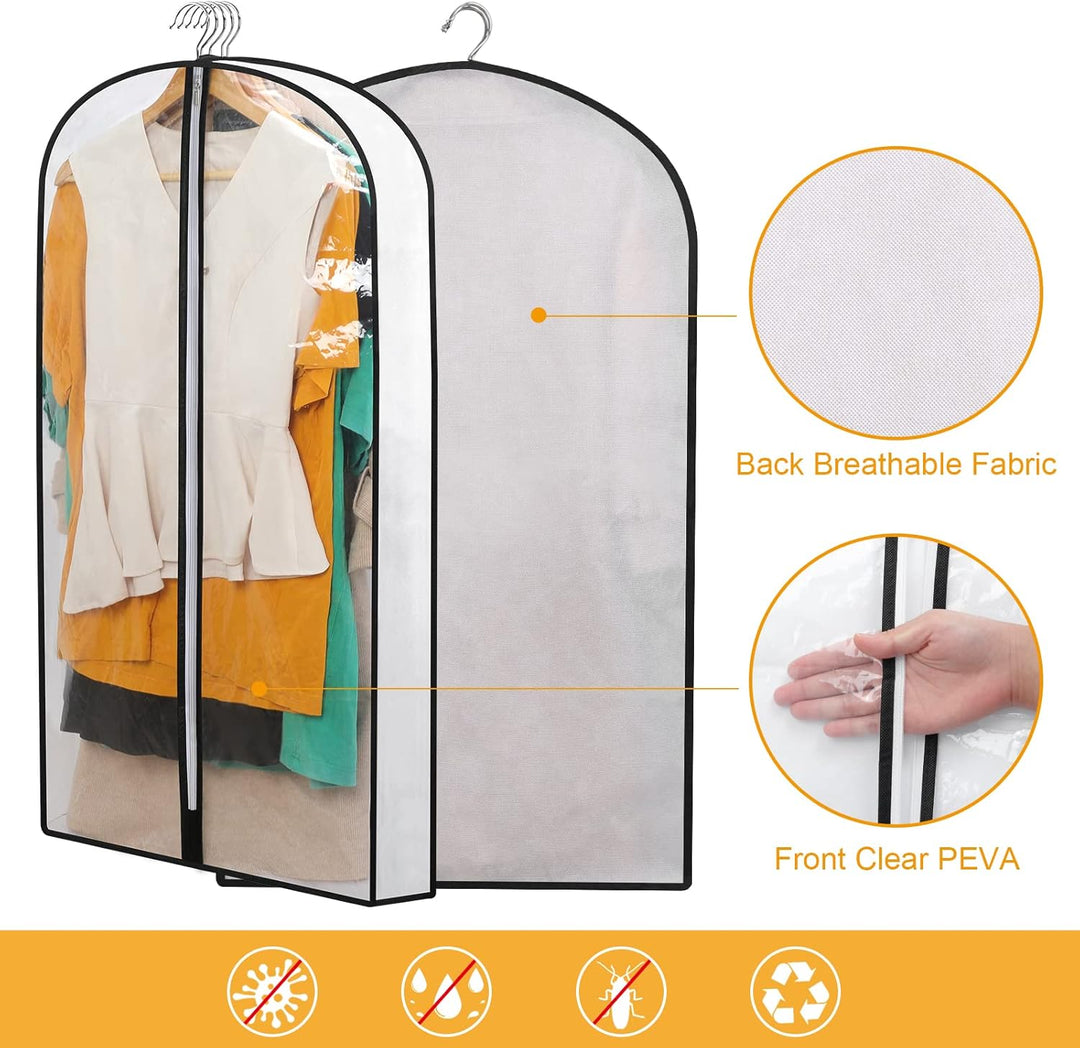 Wardrobe organizer: 24 PEVA garment bags for long-term clothing storage and wrinkle prevention.