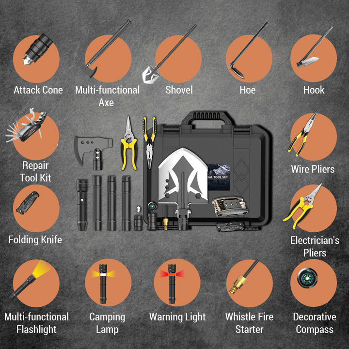 25-in-1 Survival Multi-Tool Shovel Kit for Outdoor Adventures