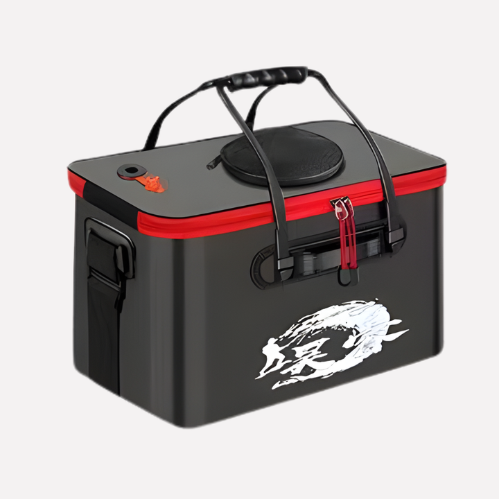 Lightweight portable fishing bucket with lid, perfect for secure live fish & bait storage on any fishing trip.
