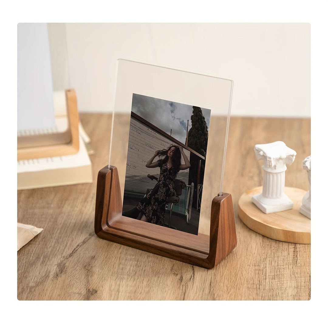 Sleek 6-inch desktop acrylic photo frame, offering both vertical and horizontal display.