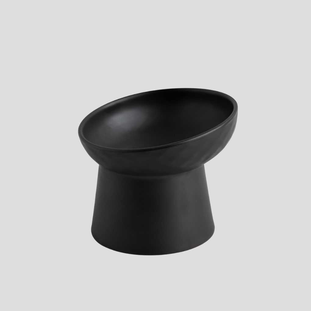 Ergonomic elevated ceramic cat bowl in Nordic style, promoting better digestion & feline health.