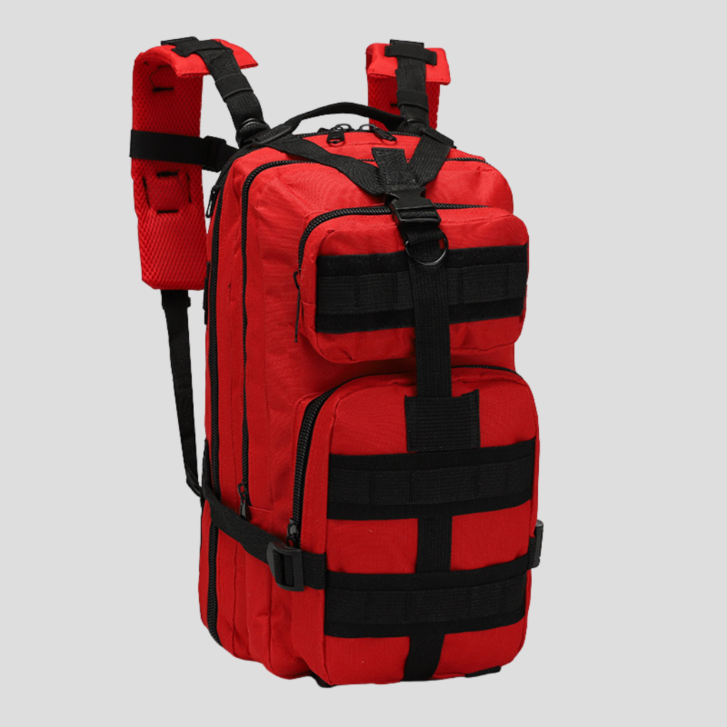 Durable 30L tactical backpack with MOLLE for survival gear, hiking, and outdoor adventures. Unisex design.
