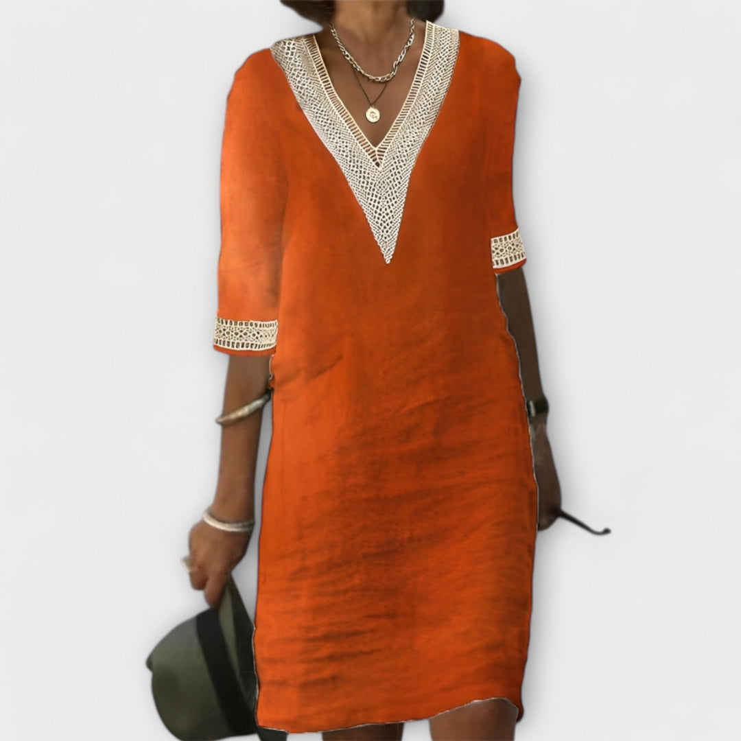 Boho chic women's openwork crochet dress, ideal for summer vacation & casual elegant style with flowy comfort.