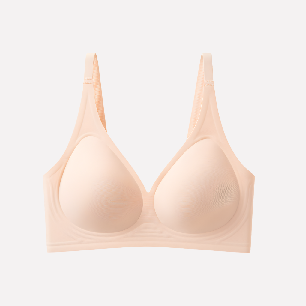 Seamless wireless deep V plunge bralette for women, soft stretch fabric, ideal for intimates & comfort.