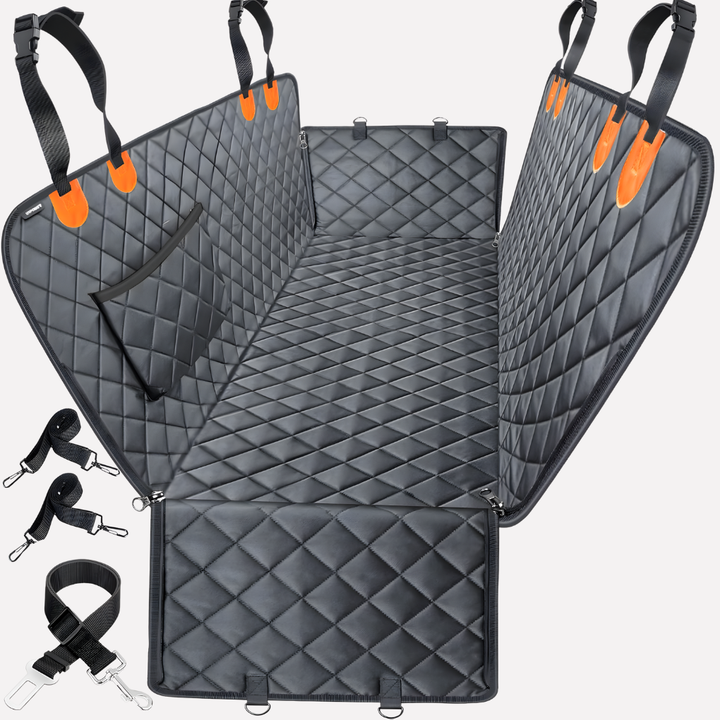 Durable pet car seat cover for dog travel, offering water-resistant & scratch-proof vehicle protection. Easy clean.
