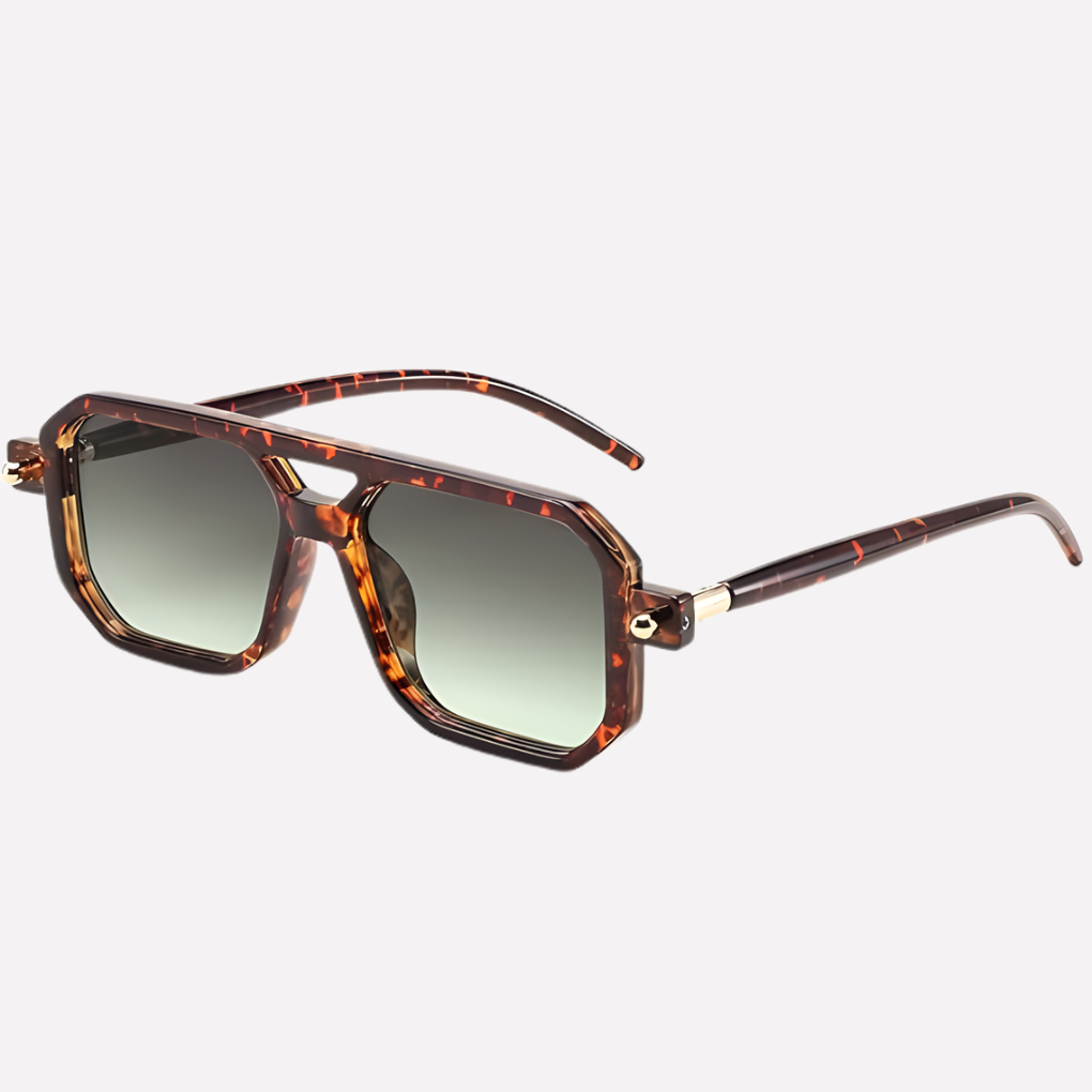 Modern vintage aviator sunglasses, unisex, with UV400. Stylish square frame shades for travel & outdoor fashion.