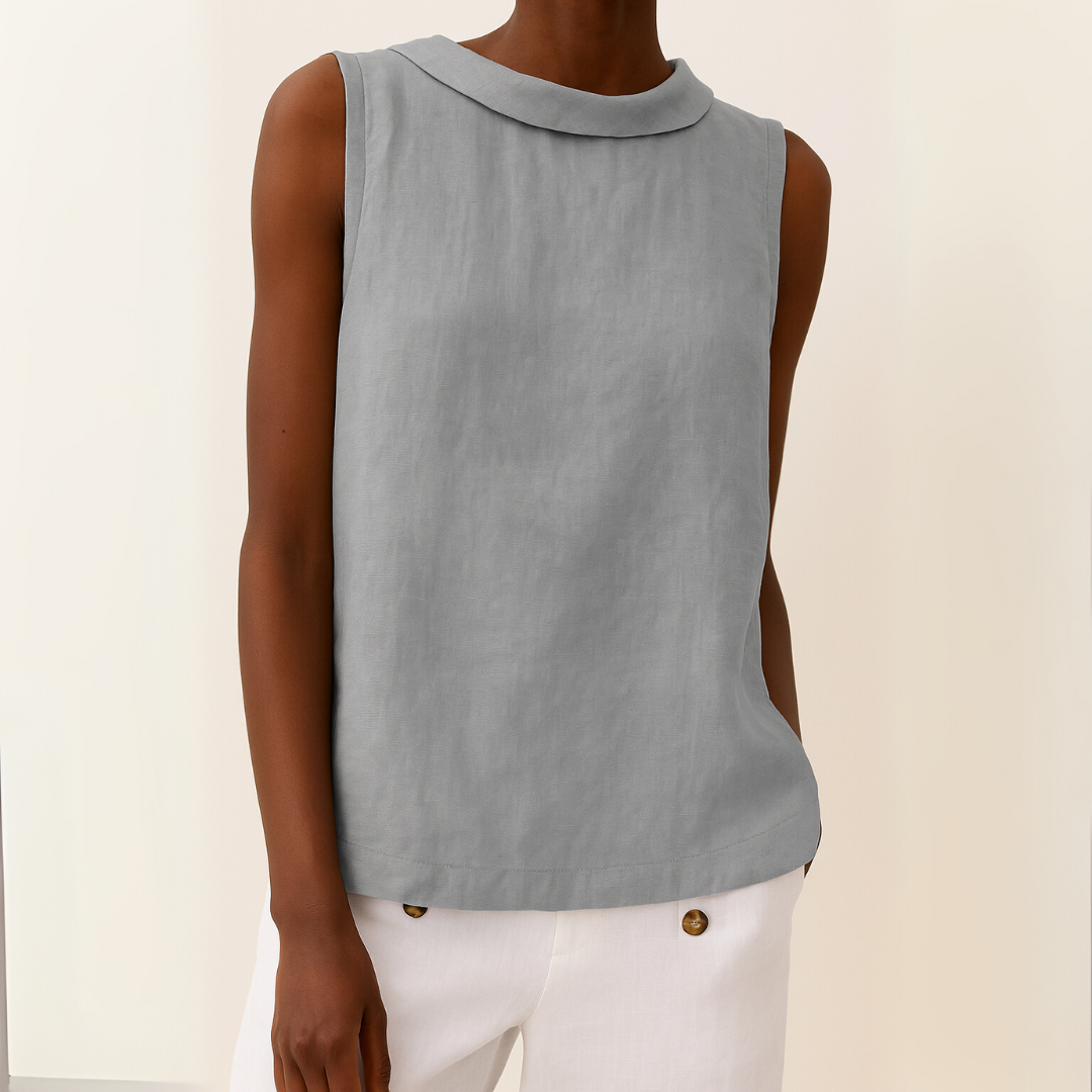 Women's sleeveless round neck blouse for casual summer wear. Relaxed fit, comfortable & chic.
