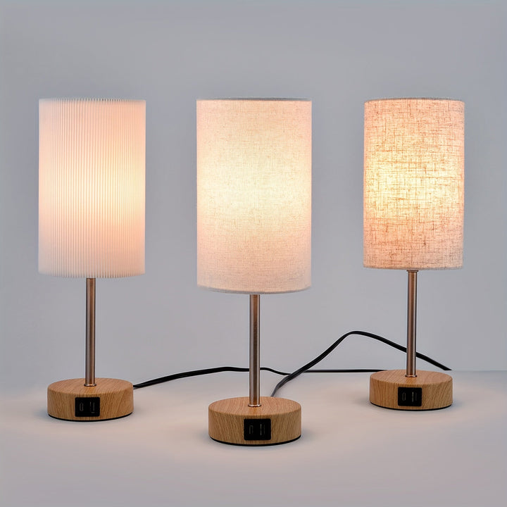 Convenient 2-pack of LED table lamps with touch dimming, USB ports for bedroom, living room, or office.