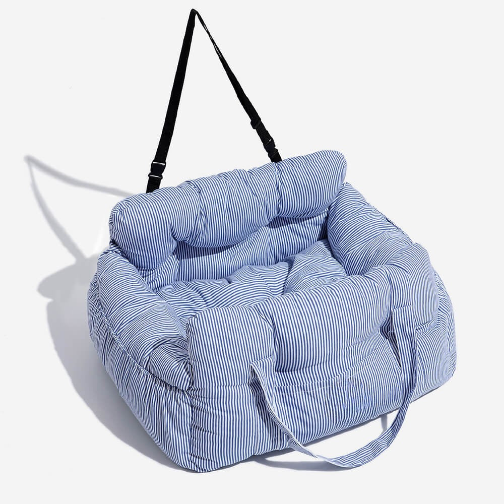 Comfortable pet booster seat for large dogs, doubles as a portable dog bed & travel carrier.