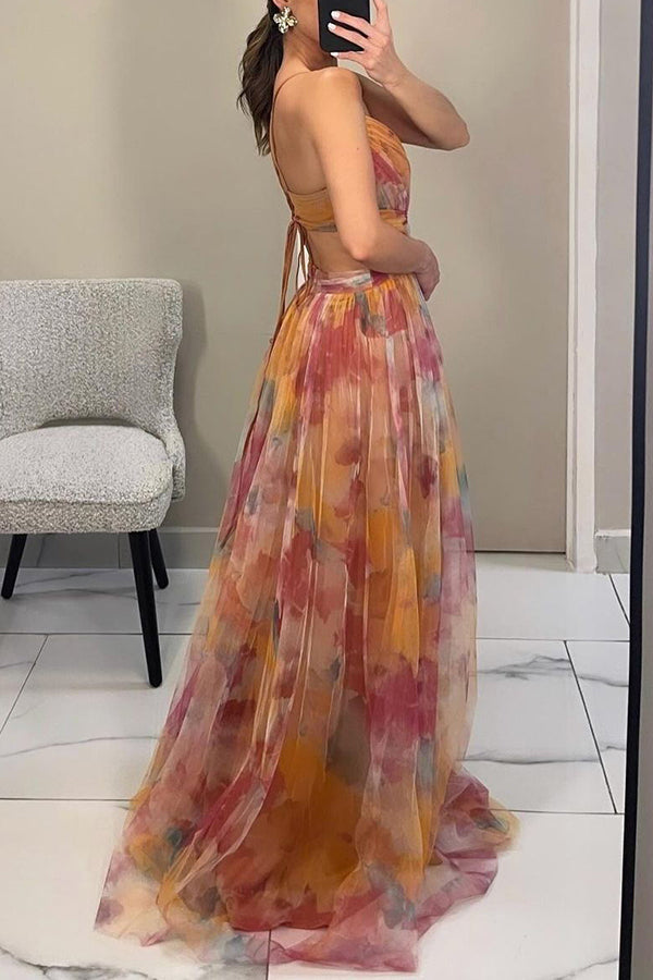 Women's summer floral maxi dress, a stylish and flowy evening gown for elegant occasions.