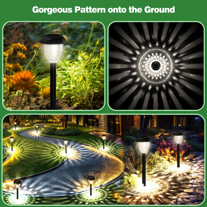 Set of 10 solar landscape lights, perfect for illuminating garden pathways with a crisp white outdoor light.